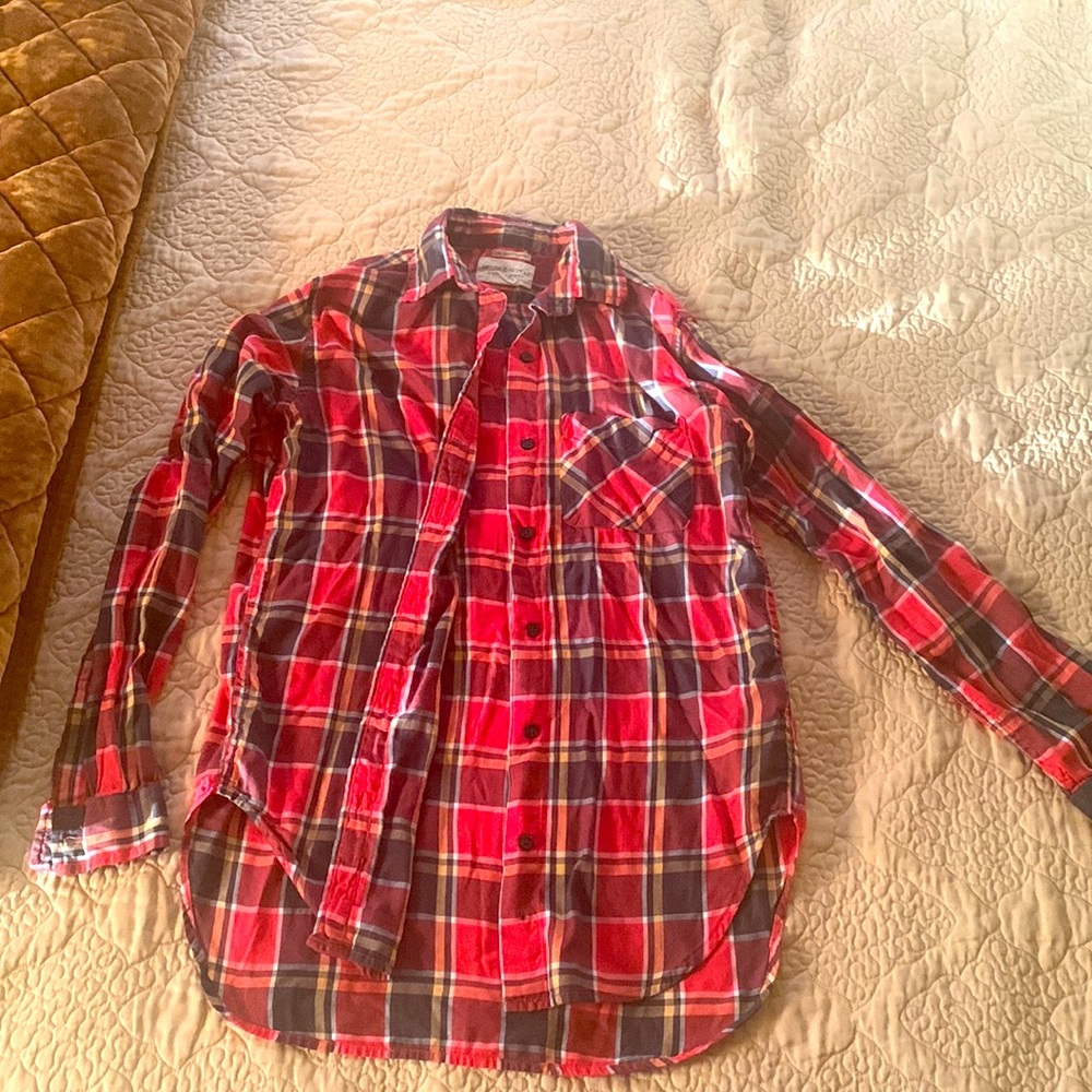 Ralph Lauren plaid boyfriend shirt -XXS